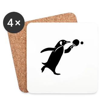 Pingouin Joueur De Tennis De Table Silhouette Minimaliste - Dessous de verre (lot de 4) - blanc - Devant