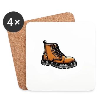 Stiefel in Braun - Untersetzer (4er-Set) - Weiß - Vorne