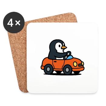 pinguin auto - Untersetzer (4er-Set) - Weiß - Vorne