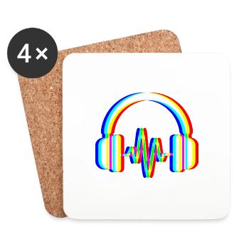 Glitch Headphones – Sound Waves - Coasters (set of 4) - white - Front