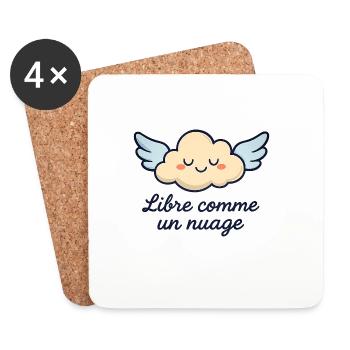 Cloud with Wings and Inspirational Quote - Coasters (set of 4) - white - Front