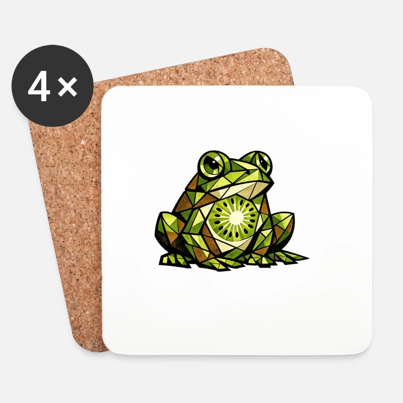 Kiwi-Frosch-Kubismus-Version - Untersetzer (4er-Set) - Weiß