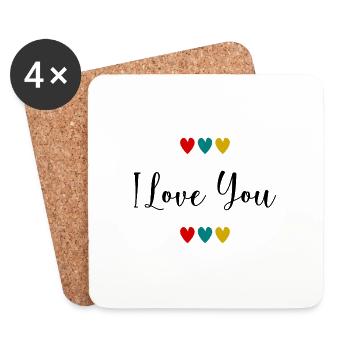 I LOVE YOU. - Dessous de verre (lot de 4) - blanc - Devant