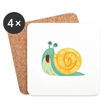 Lustige Schnecke - Untersetzer (4er-Set) - Weiß - Vorne