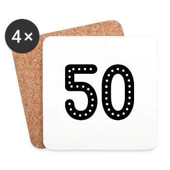 50 JAHRE. 50-jähriges JUBILÄUM. JUBILÄUM 50 JAHRE. 50 - Untersetzer (4er-Set) - Weiß - Vorne