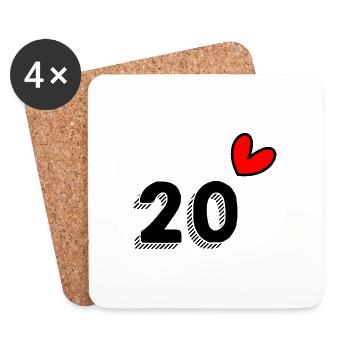 20 JAHRE. 20-jähriges JUBILÄUM. JUBILÄUM 20 JAHRE. 20 - Untersetzer (4er-Set) - Weiß - Vorne