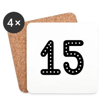 15 ANS. 15e ANNIVERSAIRE. ANNIVERSAIRE 15 ANS. 15 - Dessous de verre (lot de 4) - blanc - Devant
