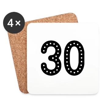 30 ANS. 30e ANNIVERSAIRE. ANNIVERSAIRE 30 ANS. 30 - Dessous de verre (lot de 4) - blanc - Devant