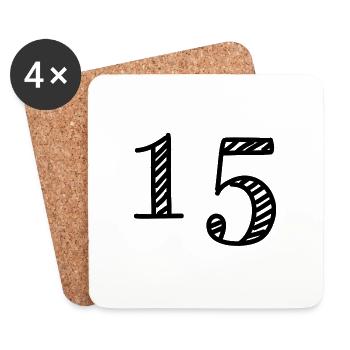 15 ANS. 15e ANNIVERSAIRE. ANNIVERSAIRE 15 ANS. 15 - Dessous de verre (lot de 4) - blanc - Devant