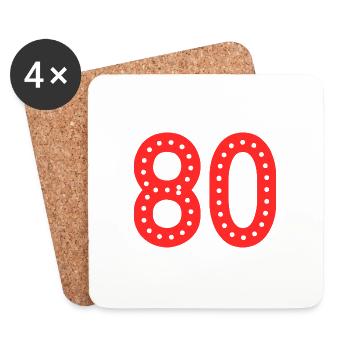 80 JAHRE. 80-jähriges JUBILÄUM. JUBILÄUM 80 JAHRE. 80 - Untersetzer (4er-Set) - Weiß - Vorne