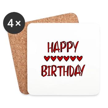 JAHRESTAG. ALLES GUTE ZUM GEBURTSTAG!. ALLES GUTE ZUM GEBURTSTAG!. - Untersetzer (4er-Set) - Weiß - Vorne