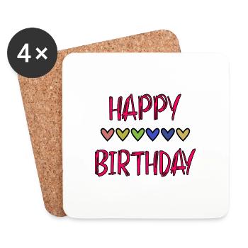 JAHRESTAG. ALLES GUTE ZUM GEBURTSTAG!. ALLES GUTE ZUM GEBURTSTAG!. - Untersetzer (4er-Set) - Weiß - Vorne