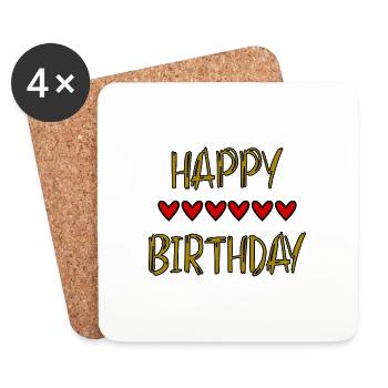 JAHRESTAG. ALLES GUTE ZUM GEBURTSTAG!. ALLES GUTE ZUM GEBURTSTAG!. - Untersetzer (4er-Set) - Weiß - Vorne