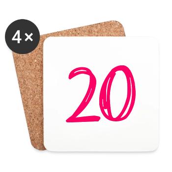 20 JAHRE. 20-JÄHRIGES JUBILÄUM. GEBURTSTAG 20 JAHRE. 20 - Untersetzer (4er-Set) - Weiß - Vorne