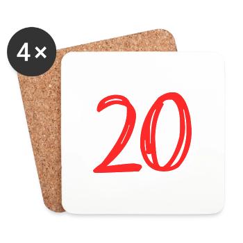 20 JAHRE. 20-JÄHRIGES JUBILÄUM. GEBURTSTAG 20 JAHRE. 20 - Untersetzer (4er-Set) - Weiß - Vorne