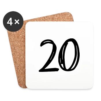 20 JAHRE. 20-JÄHRIGES JUBILÄUM. GEBURTSTAG 20 JAHRE. 20 - Untersetzer (4er-Set) - Weiß - Vorne