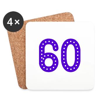 60 JAHRE. 60-JÄHRIGES JUBILÄUM. GEBURTSTAG 60 JAHRE. JAHR - Untersetzer (4er-Set) - Weiß - Vorne
