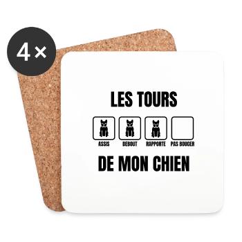 les tours de mon chien - Dessous de verre (lot de 4) - blanc - Devant