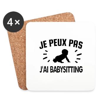 je peux pas j'ai baysitting - Dessous de verre (lot de 4) - blanc - Devant