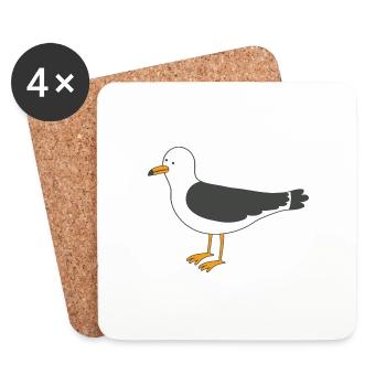Möwe - Untersetzer (4er-Set) - Weiß - Vorne