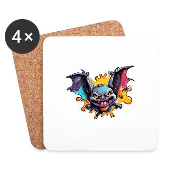 Bat / Vampire / Dracula / Animal / Halloween - Coasters (set of 4) - white - Front