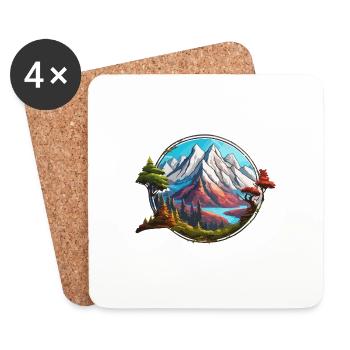 Montagne / Alpes / Sommet / Nature / Forêt / Rocher - Dessous de verre (lot de 4) - blanc - Devant