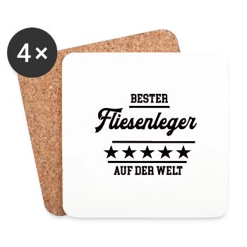 Bester Fliesenleger Weltbester Handwerker - Untersetzer (4er-Set) - Weiß - Vorne
