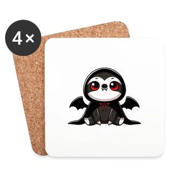 Mignon Halloween paresseux vampire chauve-souris - Dessous de verre (lot de 4) - blanc - Devant