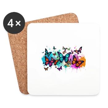 schmetterling,bunt,blumen,graffiti - Untersetzer (4er-Set) - Weiß - Vorne