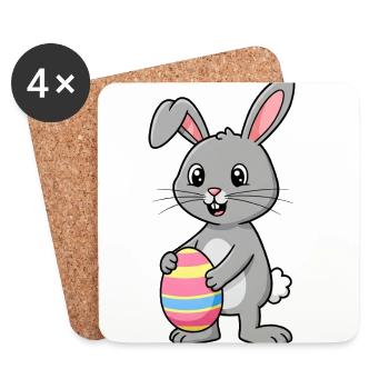 Animal Cartoon Easter Bunny - Coasters (set of 4) - white - Front