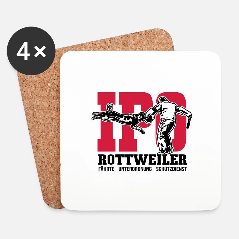 IPO ROTTWEILER - HUNDESPORT Wilsigns Hund Hunde - Untersetzer (4er-Set) - Weiß