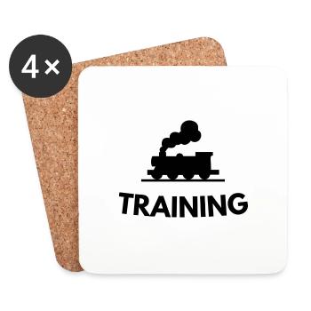 Railway Train Steam Locomotive Train Gift - Coasters (set of 4) - white - Front