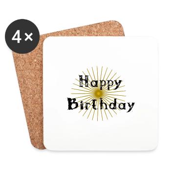 JAHRESTAG. ALLES GUTE ZUM GEBURTSTAG. ALLES GUTE ZUM GEBURTSTAG. - Untersetzer (4er-Set) - Weiß - Vorne