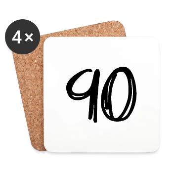 90 JAHRE. 90-JÄHRIGES JUBILÄUM. GEBURTSTAG 90 JAHRE. 90 - Untersetzer (4er-Set) - Weiß - Vorne