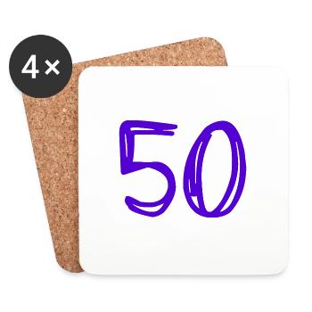 50 ANS. 50e ANNIVERSAIRE. ANNIVERSAIRE 50 ANS. 50 - Dessous de verre (lot de 4) - blanc - Devant