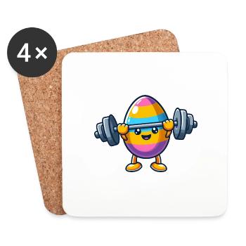 Oeuf de Pâques Oeuf de Pâques Haltère Fitness Musculation - Dessous de verre (lot de 4) - blanc - Devant