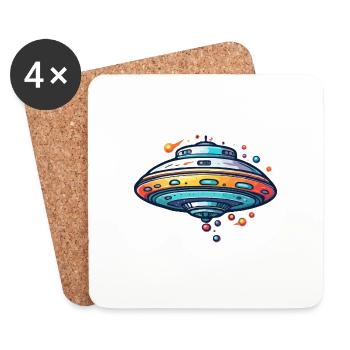 Alien / Spaceship / UFO / Area 51 / All / Mars - Coasters (set of 4) - white - Front