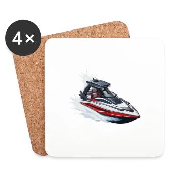 Bateau pirate / Bateau / Mer / Océan / Vagues - Dessous de verre (lot de 4) - blanc - Devant