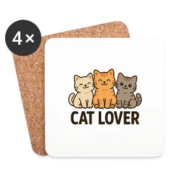 Cute Cat Lover Trio - Untersetzer (4er-Set) - Weiß - Vorne