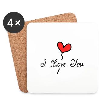 ICH LIEBE DICH. ICH LIEBE DICH. LIEBE. LIEBE. HEILIGER VALENTIN - Untersetzer (4er-Set) - Weiß - Vorne
