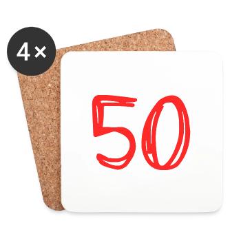 50 ANS. 50e ANNIVERSAIRE. ANNIVERSAIRE 50 ANS. 50 - Dessous de verre (lot de 4) - blanc - Devant