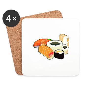Sushi Illustration - Untersetzer (4er-Set) - Weiß - Vorne