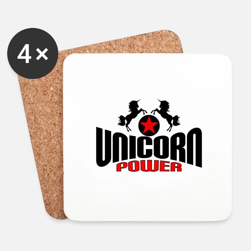 Einhorn Power - Untersetzer (4er-Set) - Weiß