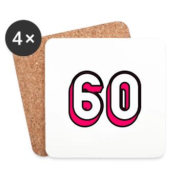 60 JAHRE. 60-JÄHRIGES JUBILÄUM. GEBURTSTAG 60 JAHRE. 60 - Untersetzer (4er-Set) - Weiß - Vorne