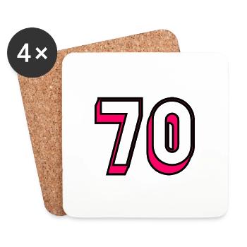 70. 70 YEARS. 70TH ANNIVERSARY. BIRTHDAY 70 YEARS. - Coasters (set of 4) - white - Front