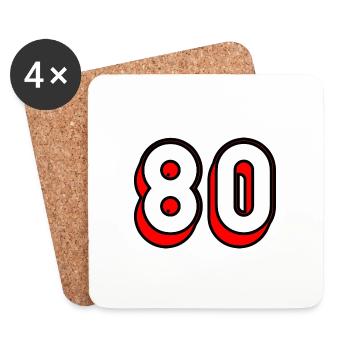 80. 80 YEARS. 80TH ANNIVERSARY. BIRTHDAY 80 YEARS. - Coasters (set of 4) - white - Front
