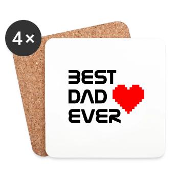 BEST DAD EVER mit Pixelherz - Untersetzer (4er-Set) - Weiß - Vorne