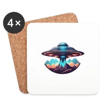 Alien / Spaceship / UFO / Area 51 / All / Mars - Coasters (set of 4) - white - Front