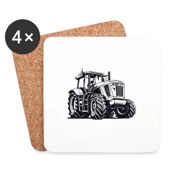 Tractor / Agriculture / Farmer / Field Work - Coasters (set of 4) - white - Front