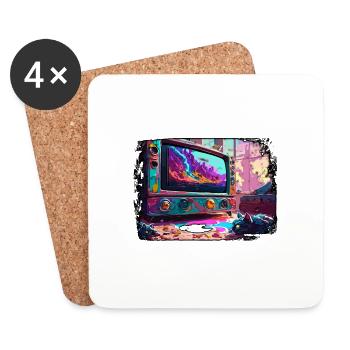 TV / Television / Analogue / Tube TV / Retro - Coasters (set of 4) - white - Front